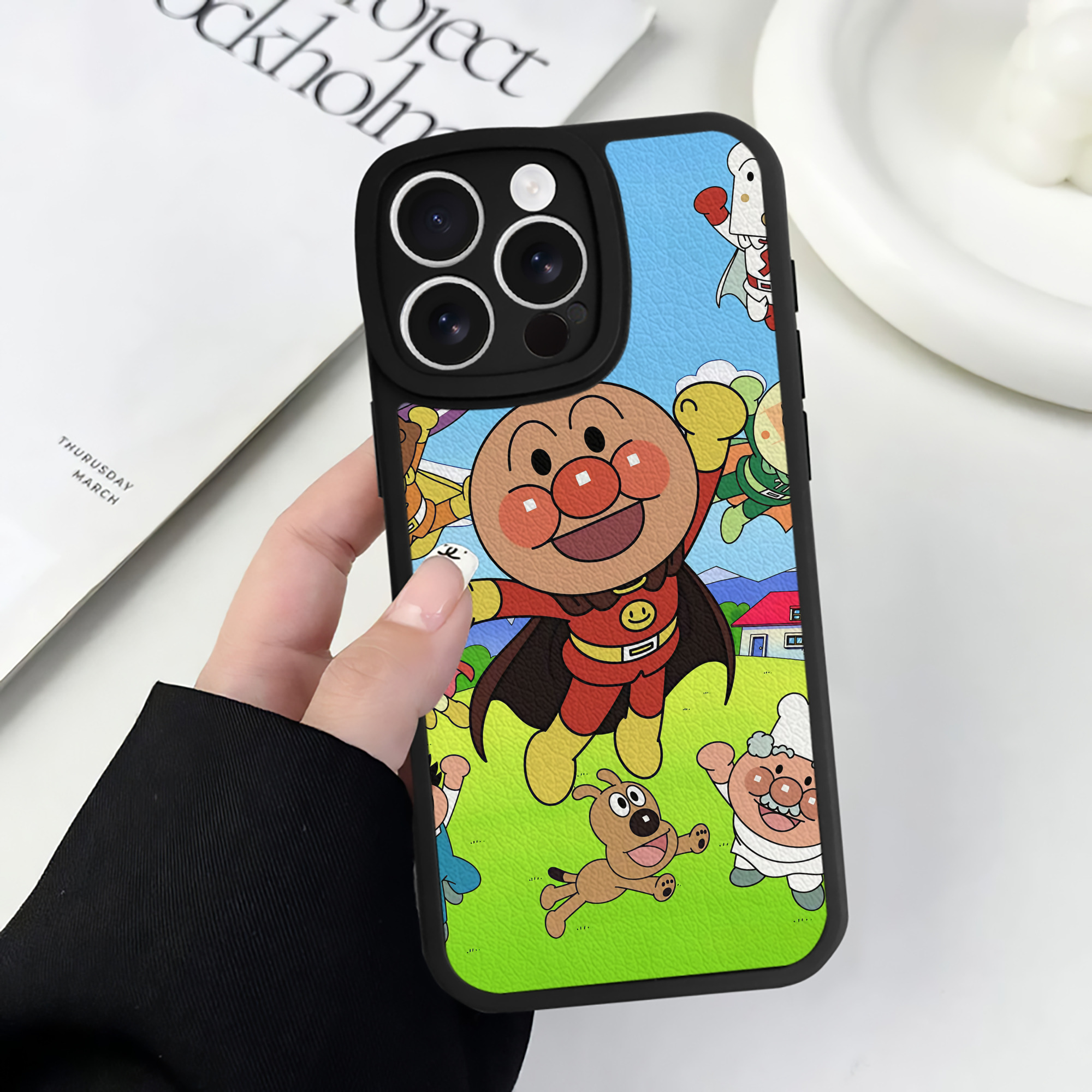 （画像用） アンパンマン Anpanman 【iPhone 16シリーズ対応】シリコンスマホケース（レザー調） 材質：シリコン